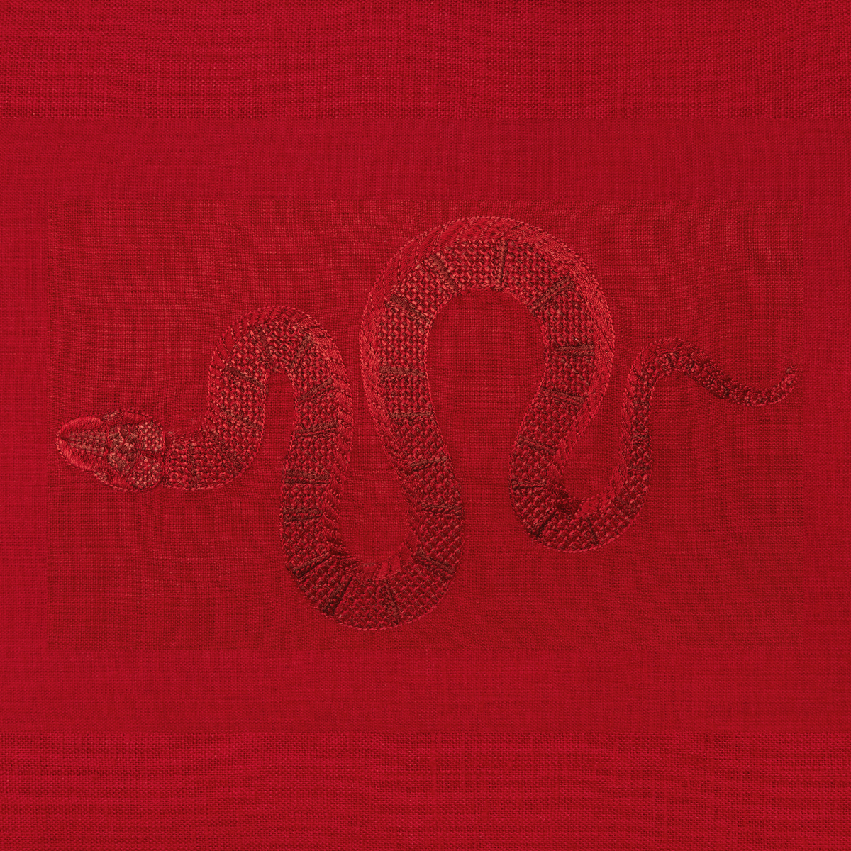 Closeup of Sferra Year of the Snake Decorative Pillow in Color Red/Red