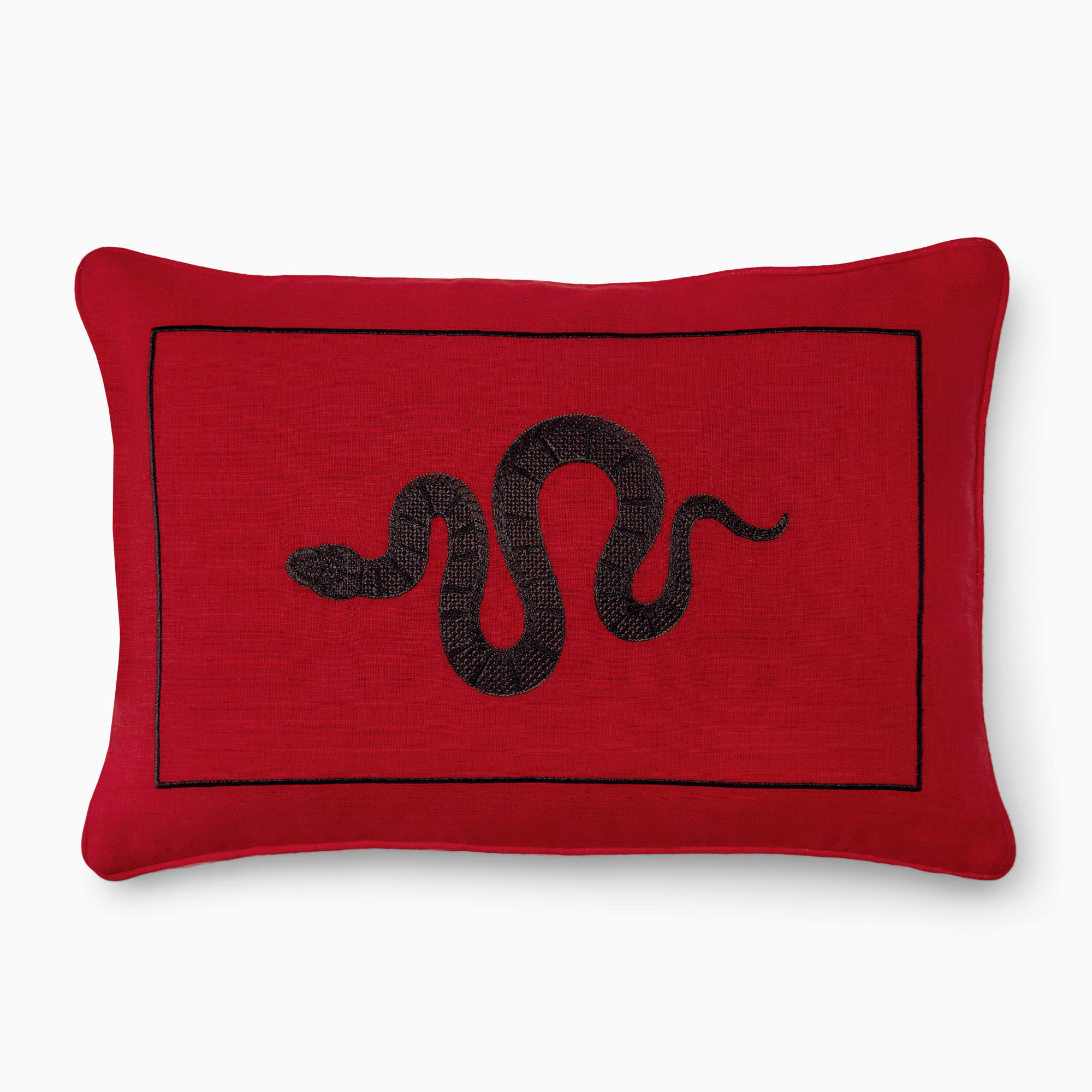 Sferra Year of the Snake Decorative Pillow in Color Red/Black