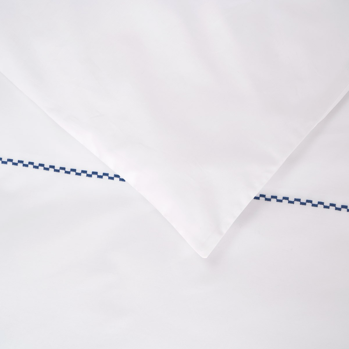 Embroidery Closeup of Yves Delorme Alienor Bedding in Outremer Color