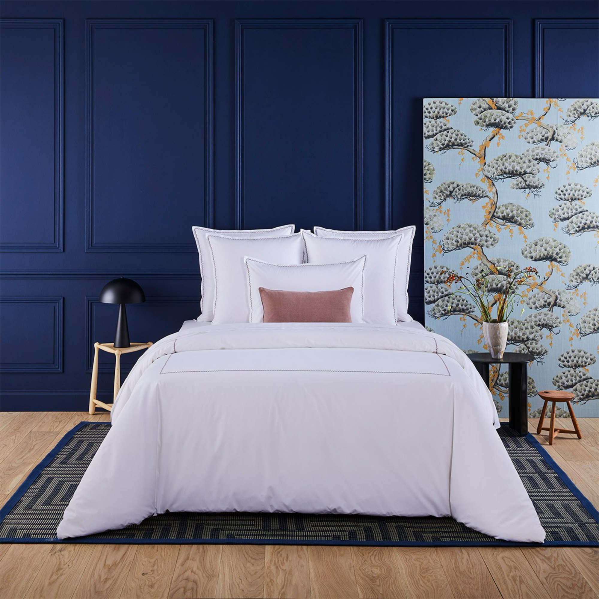 Full Bed Dressed in Yves Delorme Alienor Bedding in Sienna Color