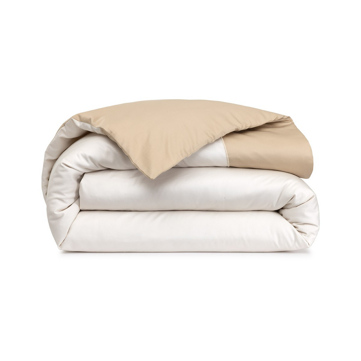 A folded Duvet Cover of Yves Delorme Apollon Bedding in Dune Color