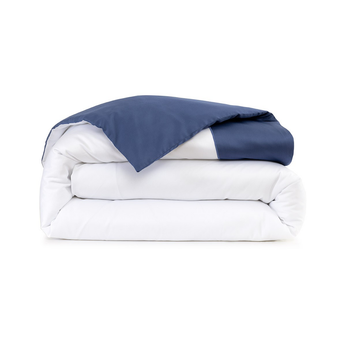 A folded Duvet Cover of Yves Delorme Apollon Bedding in Outremer Color