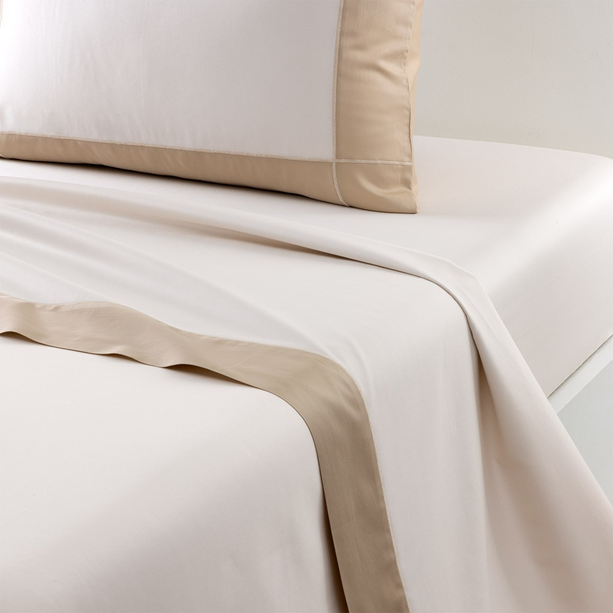 Flat Sheet of Yves Delorme Apollon Bedding Collection in Dune Color
