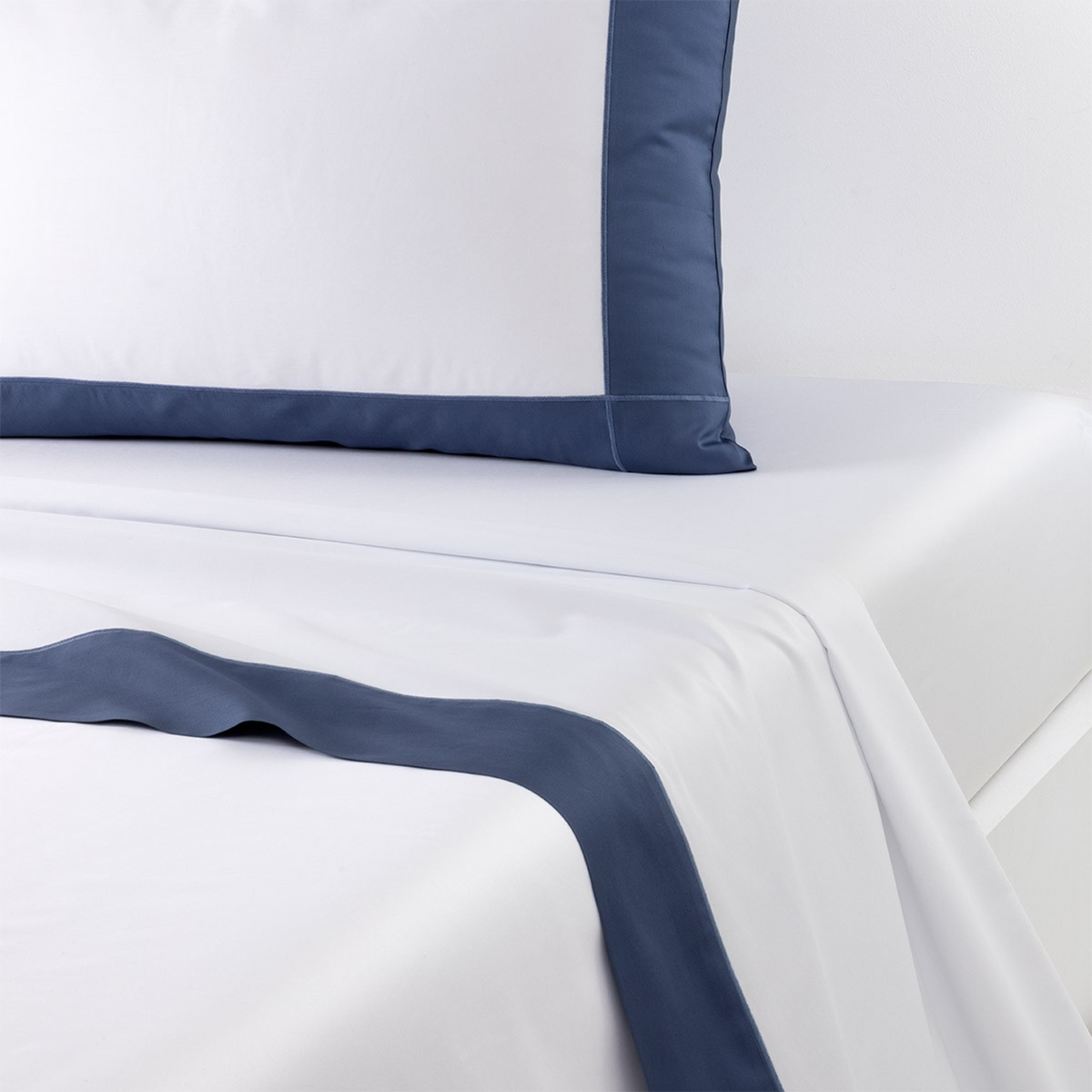 Flat Sheet of Yves Delorme Apollon Bedding Collection in Outremer Color