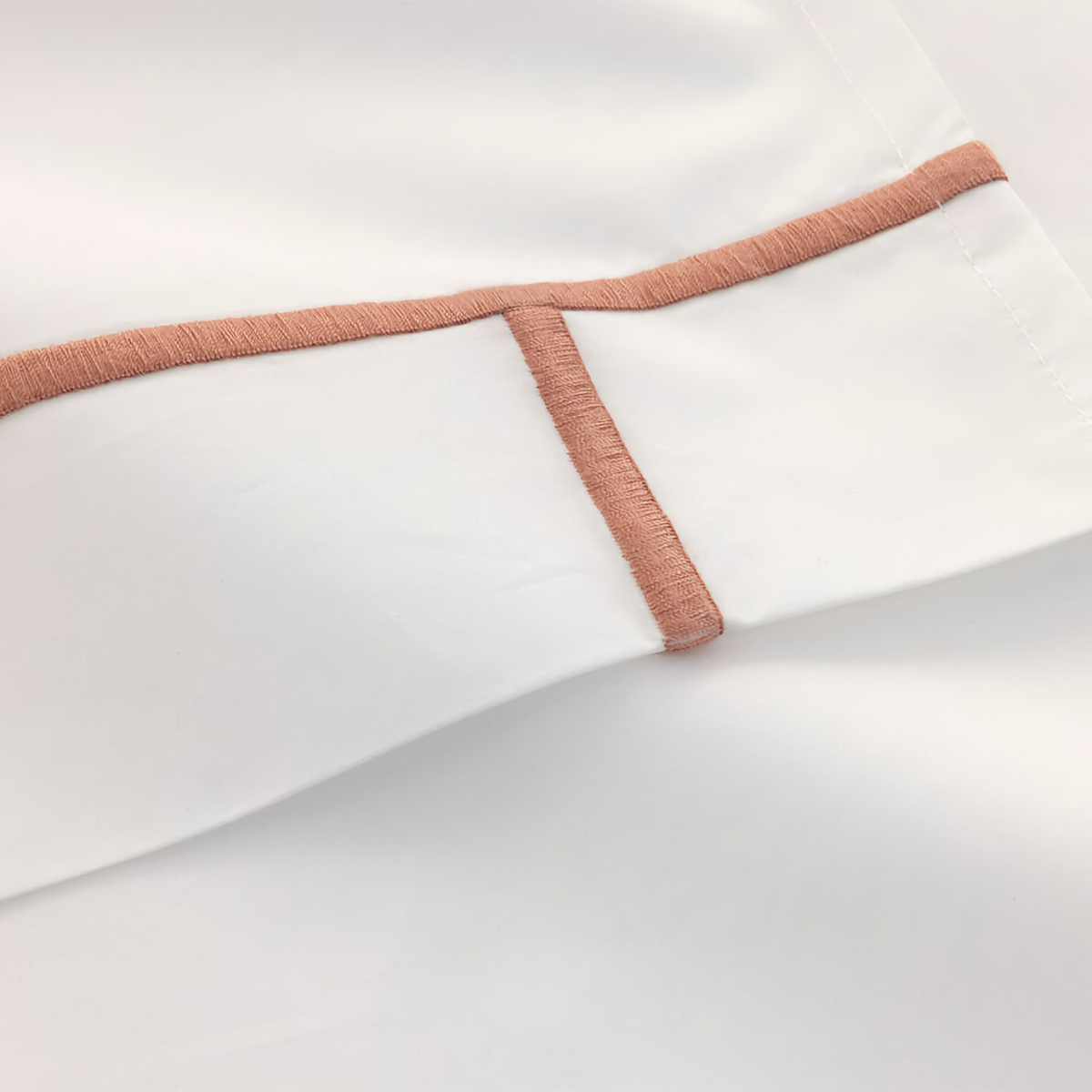 Embroidery Detail of Yves Delorme Athena Bedding in Santal