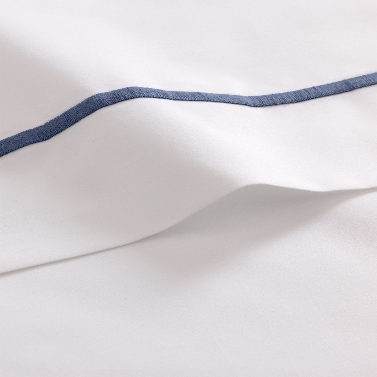 Fabric Closeup of Yves Delorme Athena Bedding and Outremer embroidery