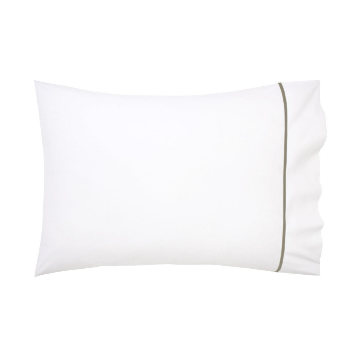 Pillowcase of Yves Delorme Athena Bedding in Kaki, lying flat on a white background.