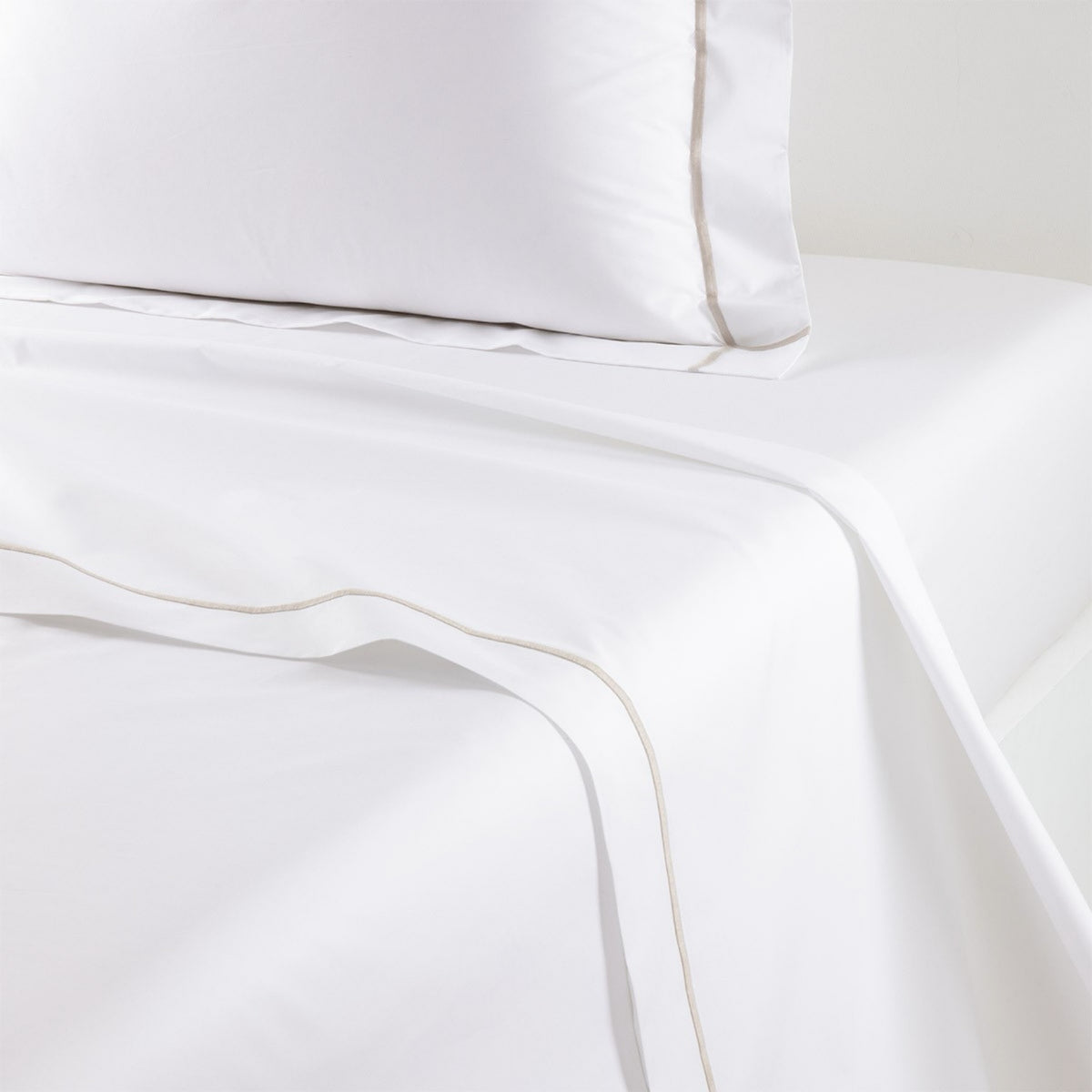 Flat Sheet of Yves Delorme Athena Bedding with Loutre embroidery accent