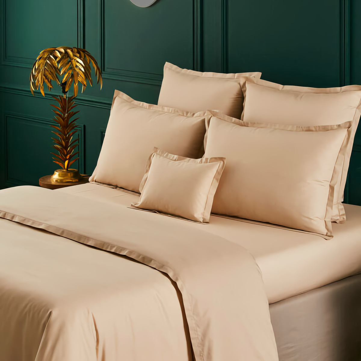 Closeup of Yves Delorme Batiste Bedding in Biscuit