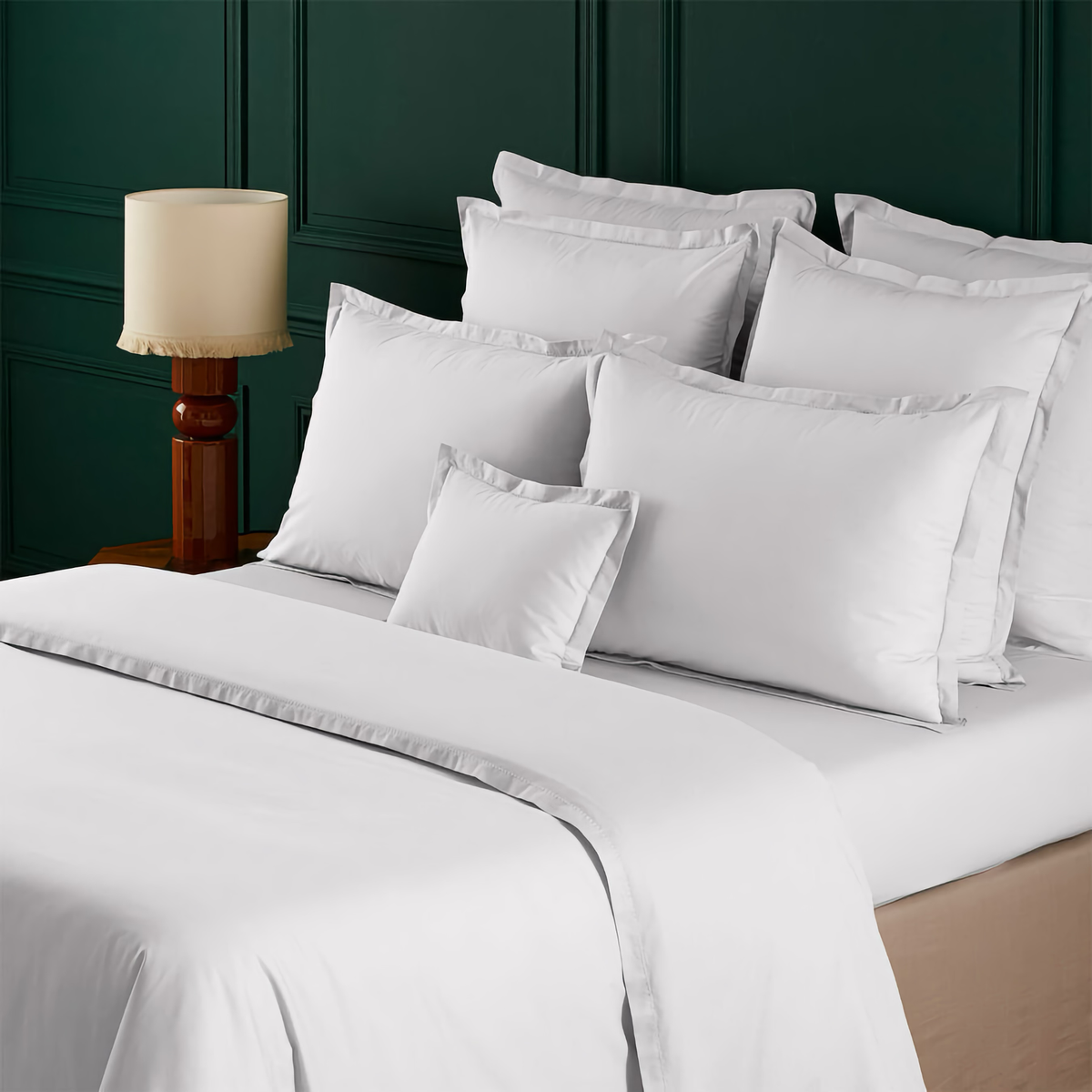 Closeup of Yves Delorme Batiste Bedding in Blanc