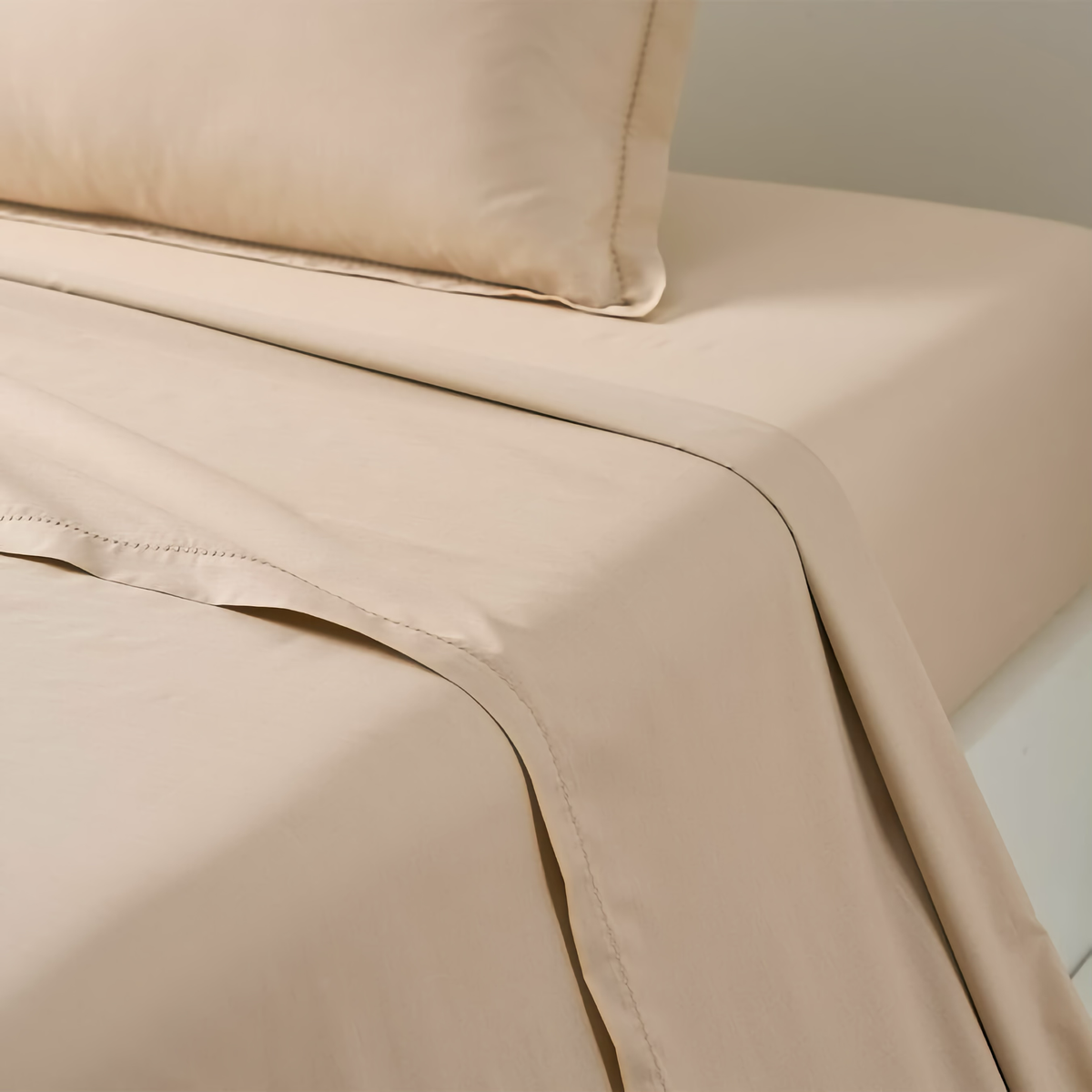 Flat Sheet of Yves Delorme Batiste Bedding in Biscuit