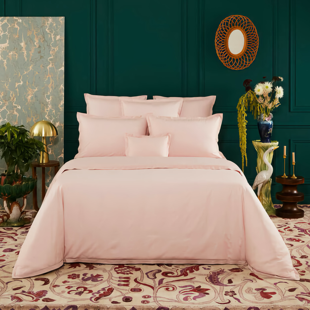 Bed in Complete Yves Delorme Batiste Bedding in Nectar Color