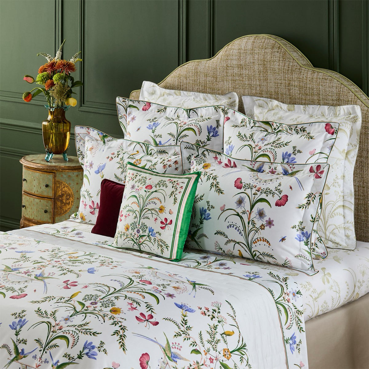 Corner View of Bed with Yves Delorme Botanic Bedding Collection