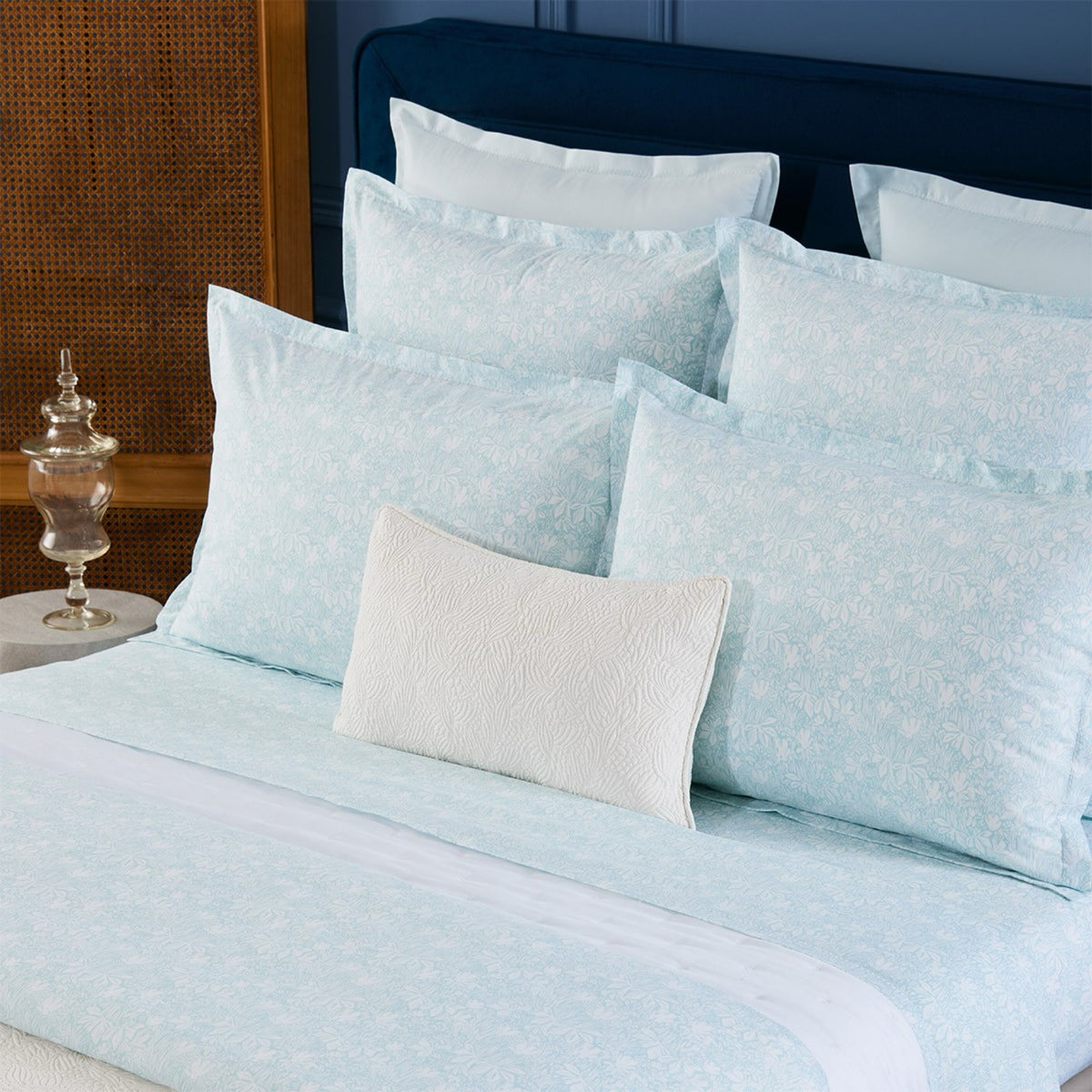 Shams Closeup of Aqua Yves Delorme Capri Collection bedding
