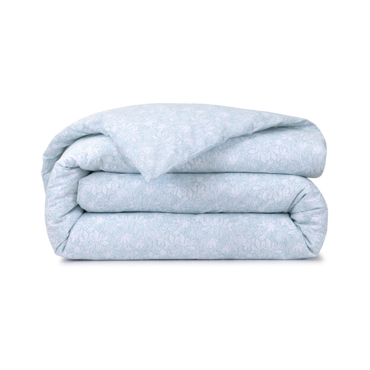 Aqua color Duvet Cover from the Yves Delorme Capri Bedding Collection, folded neatly against a white background
