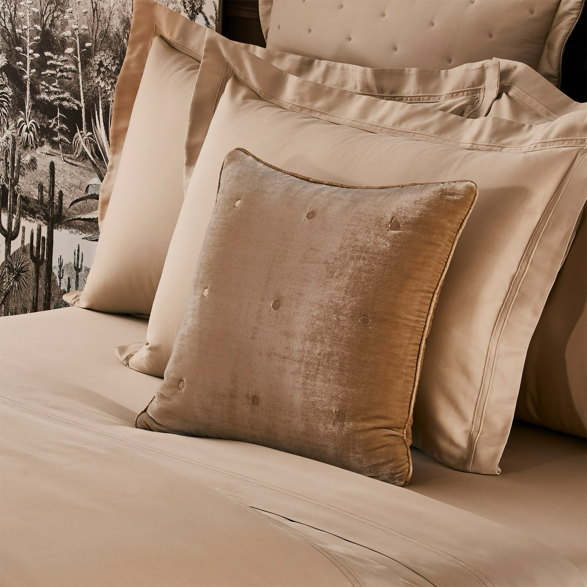 Yves Delorme Cocon Decorative Pillow in Dune with Coordinate Shams