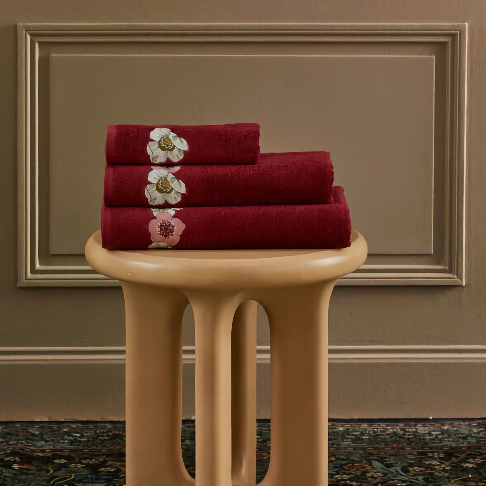 Yves Delorme Corolles Bath Collection On a pedestal 
