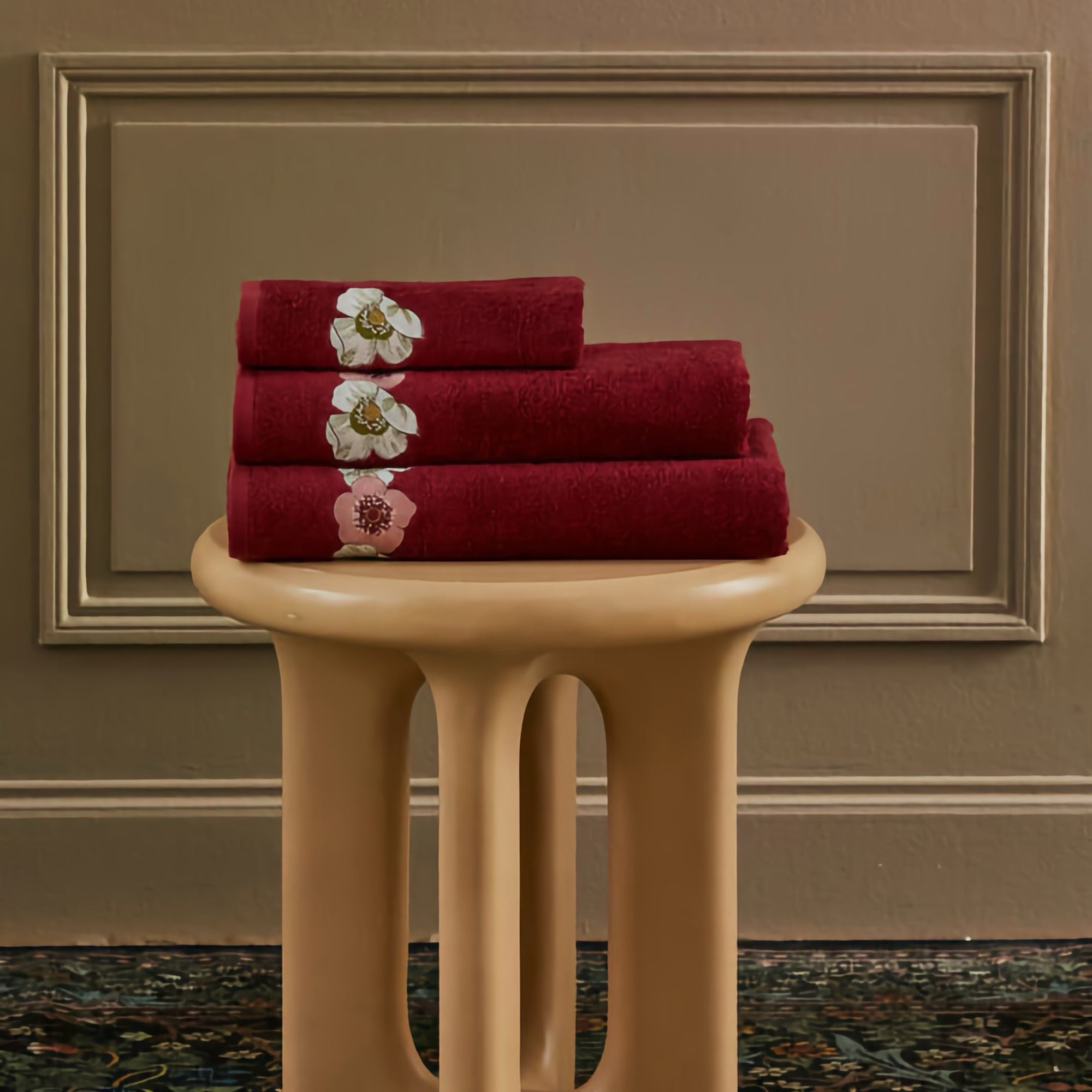 Yves Delorme Corolles Bath Collection On a pedestal 
