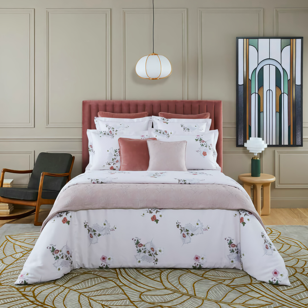 Bed in Yves Delorme Corolles Bedding