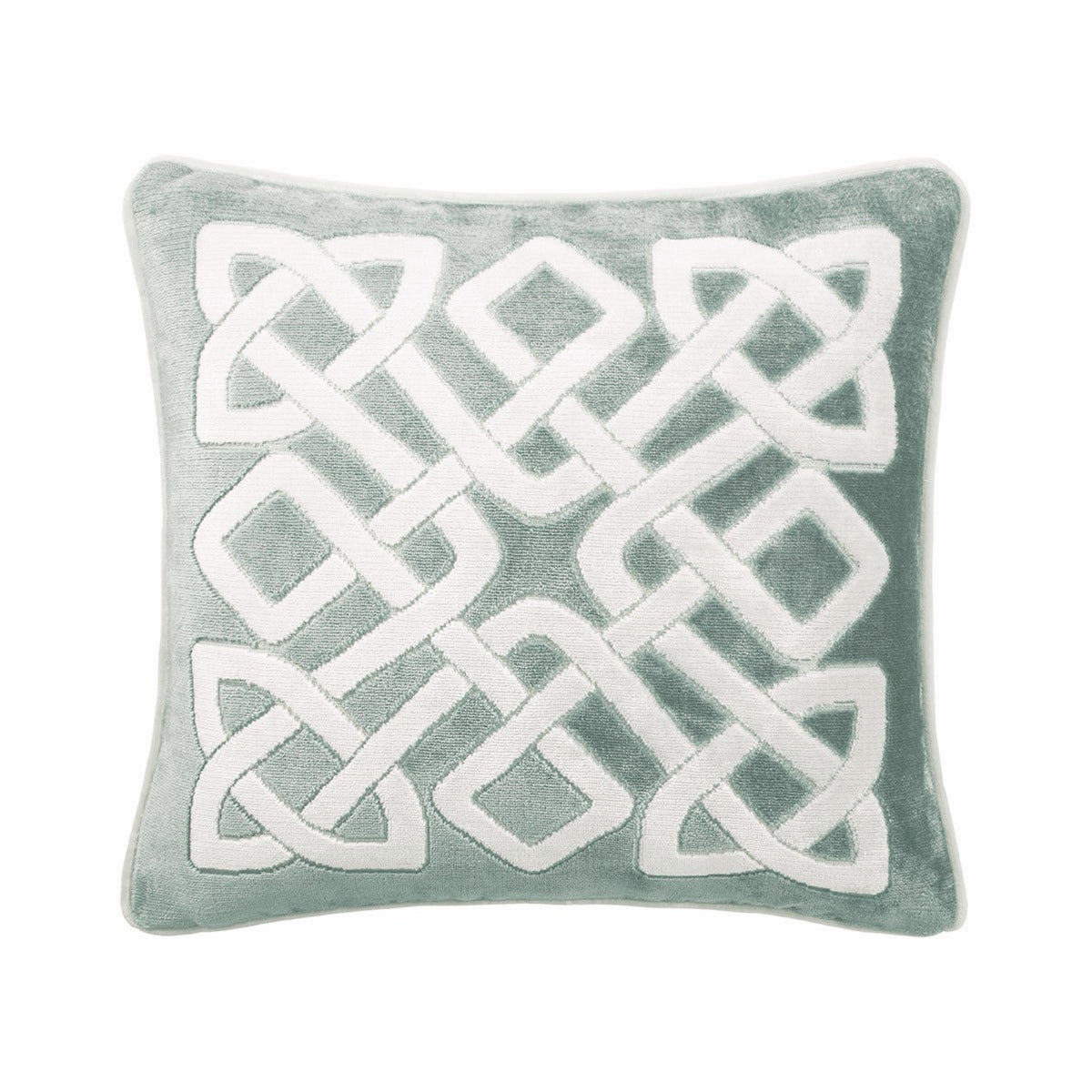 18x18 Yves Delorme Entrelac Decorative Pillow in Fjord color