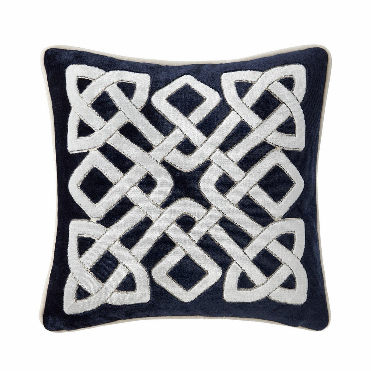 18x18 Yves Delorme Entrelac Decorative Pillow in Marine color