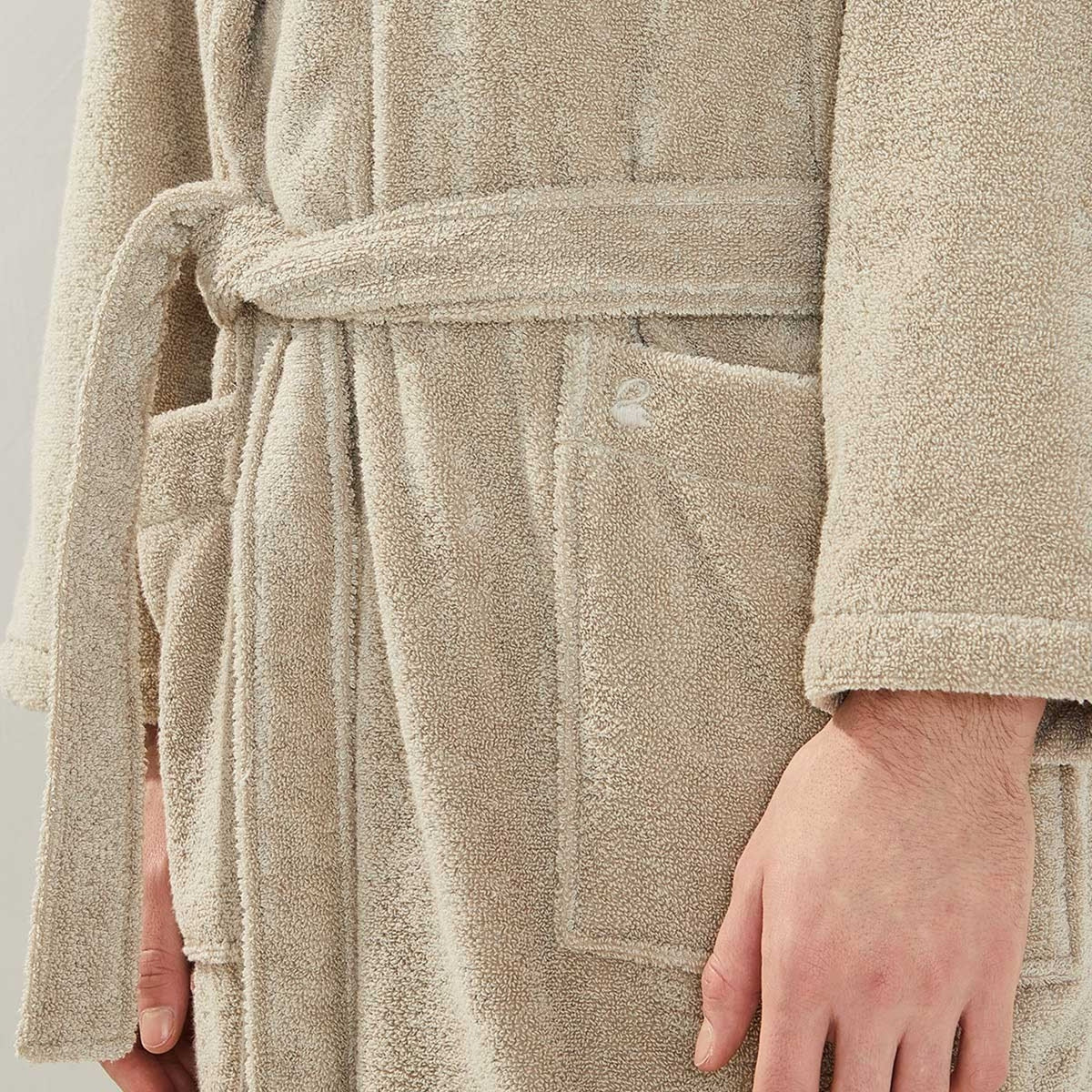 Close Up Image of Yves Delorme Etoile Bath Robe in Color Pierre