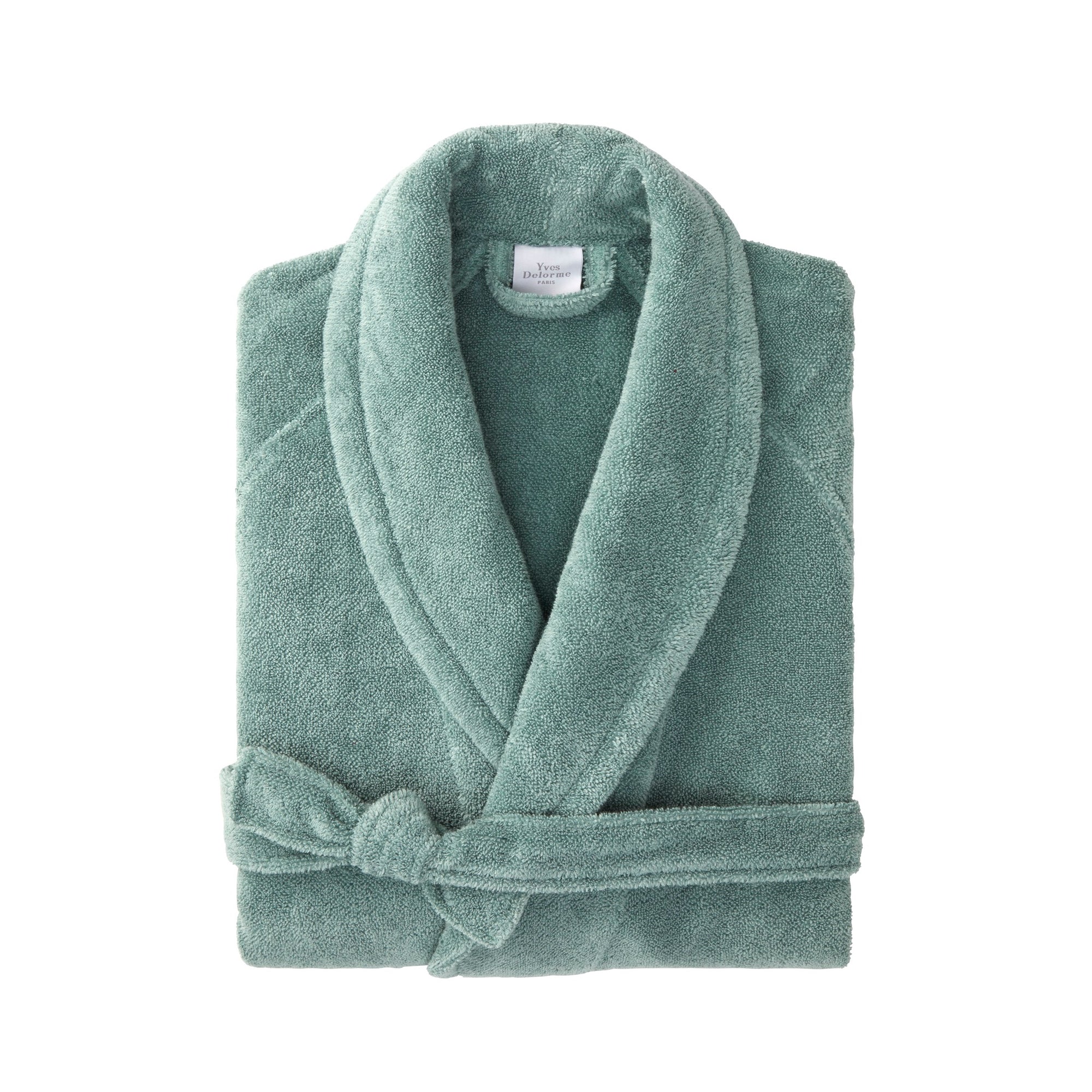 Folded Silo of Yves Delorme Etoile Bath Robe in Color Fjord