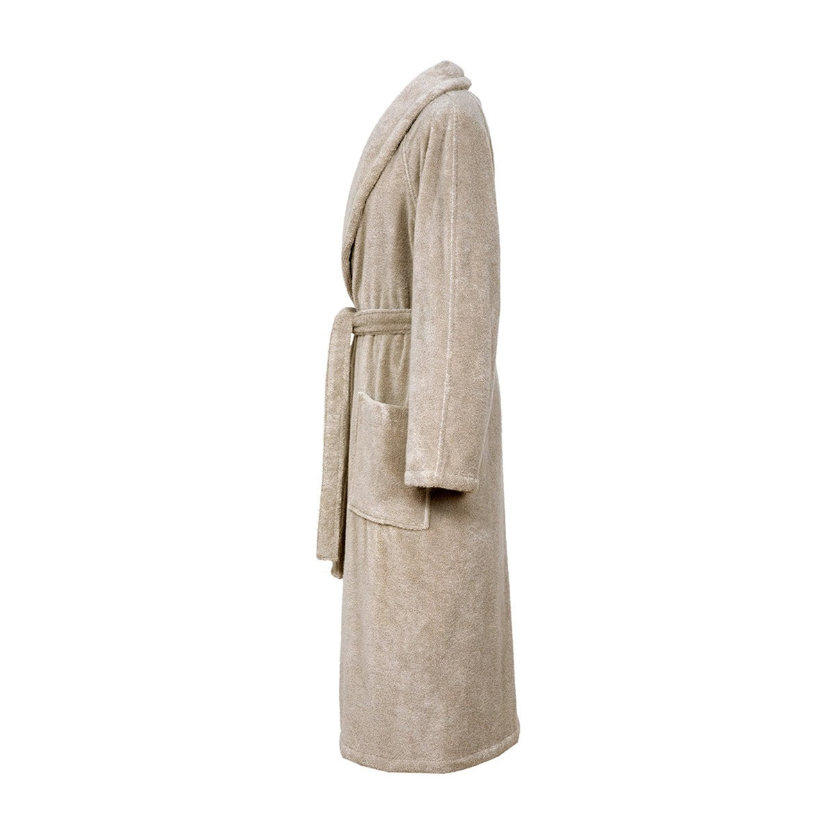 Side View of Yves Delorme Etoile Bath Robe in Color Pierre