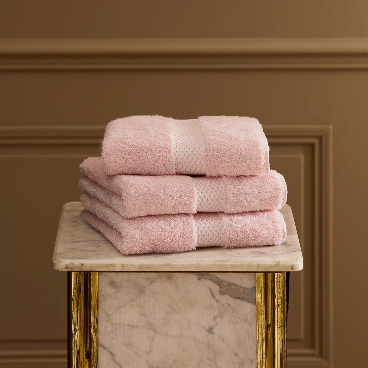 Lifestyle Shot of Yves Delorme Etoile Bath Towels in Petale