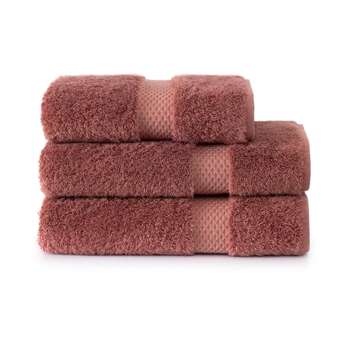 Folded Yves Delorme Etoile Bath Towels in Santal