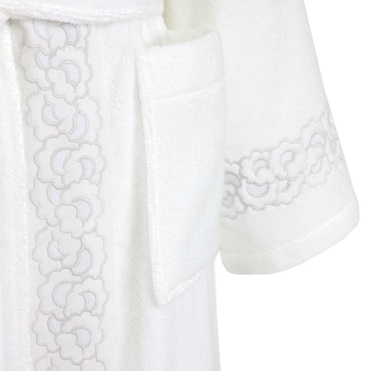 Closeup of Yves Delorme Festons Bath Robe
