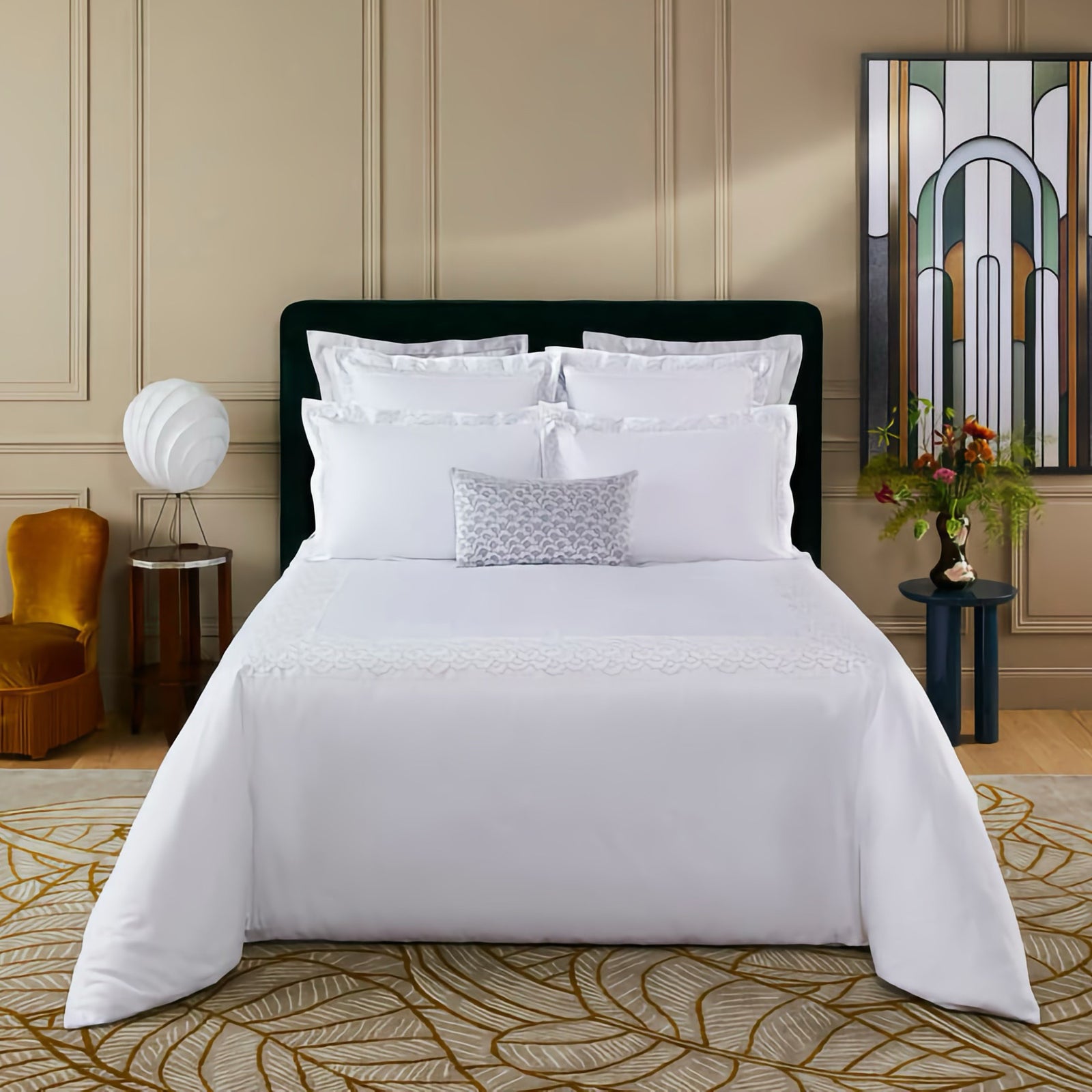 Bed in Yves Delorme Festons Bedding