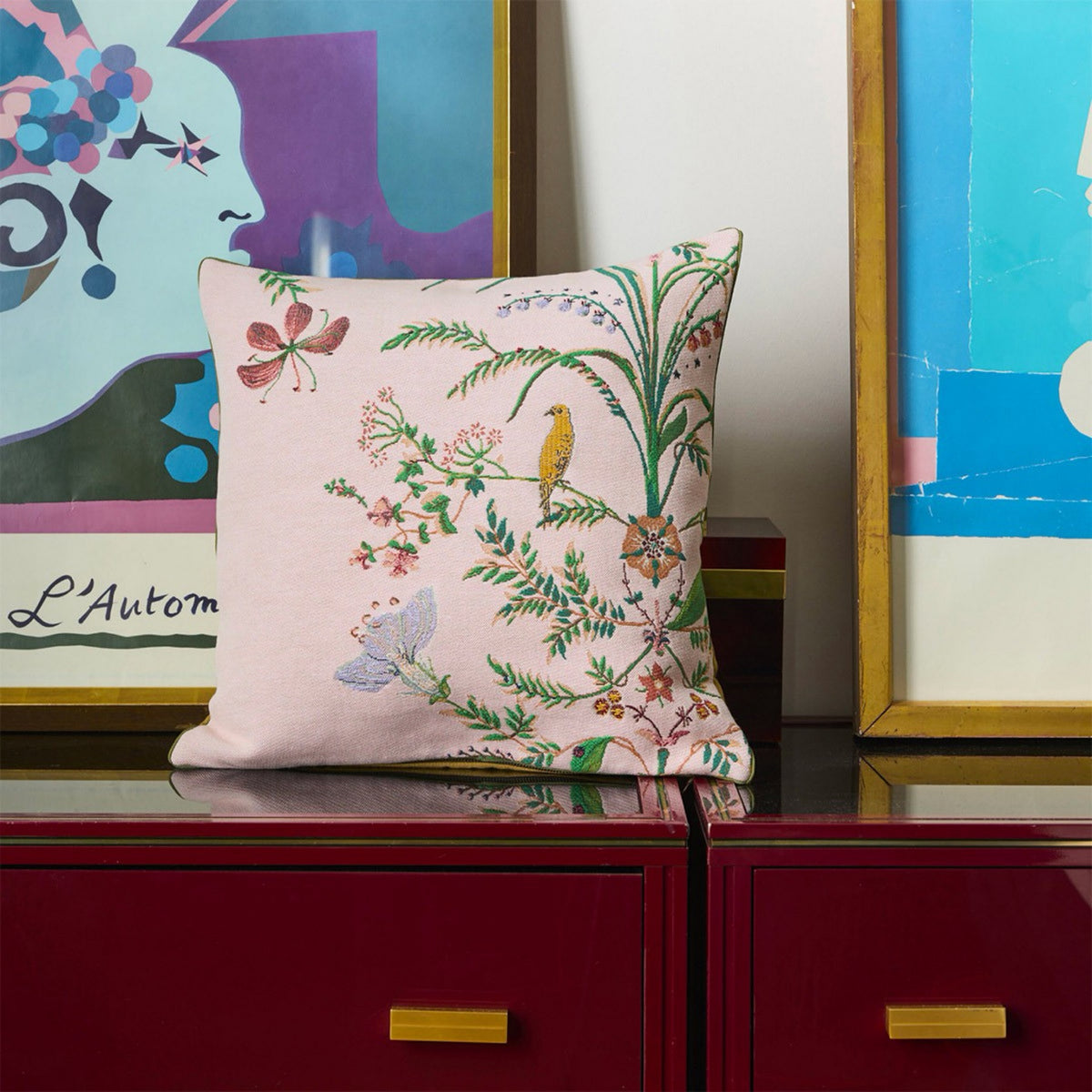 Aurore Yves Delorme Floralie Decorative Pillows with flowery design