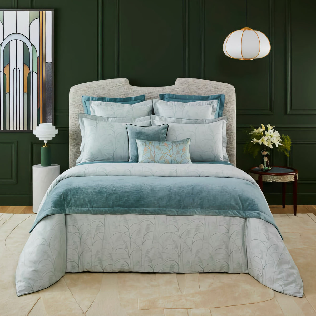 Bed in Yves Delorme Graminee Bedding