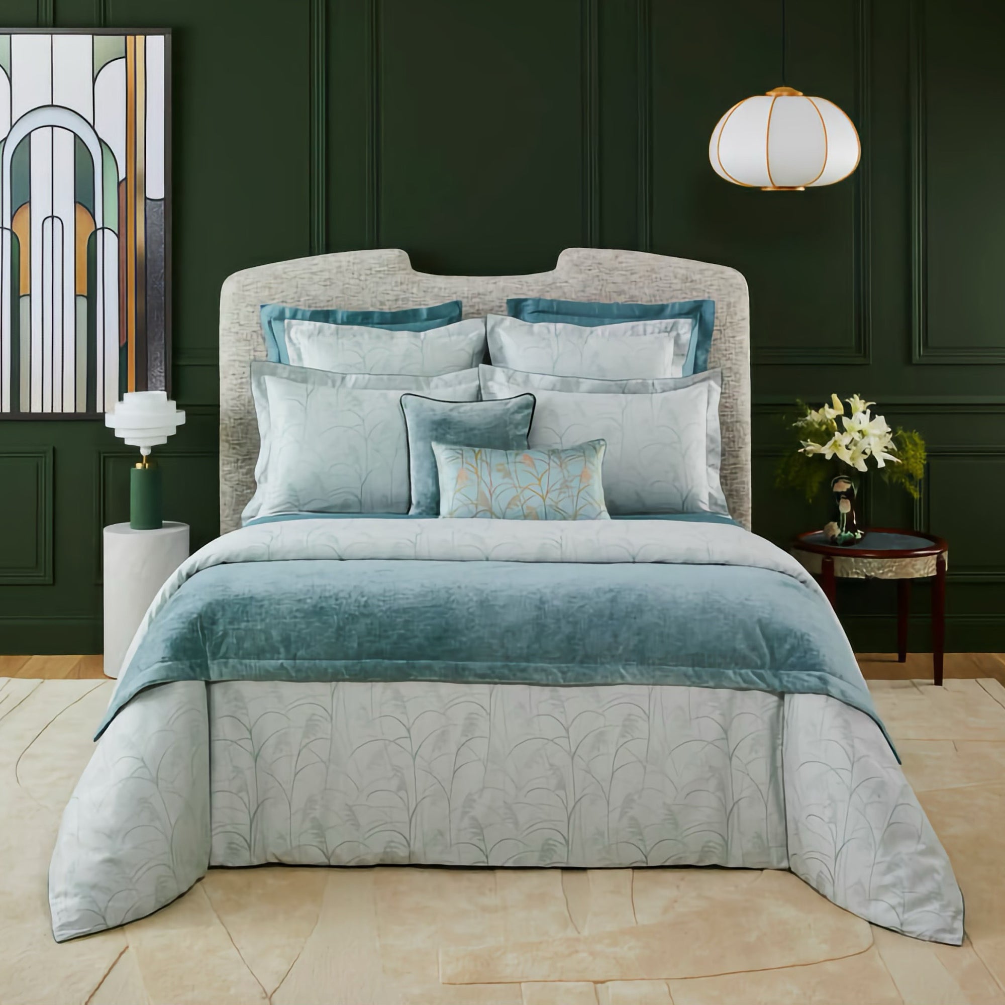 Bed in Yves Delorme Graminee Bedding