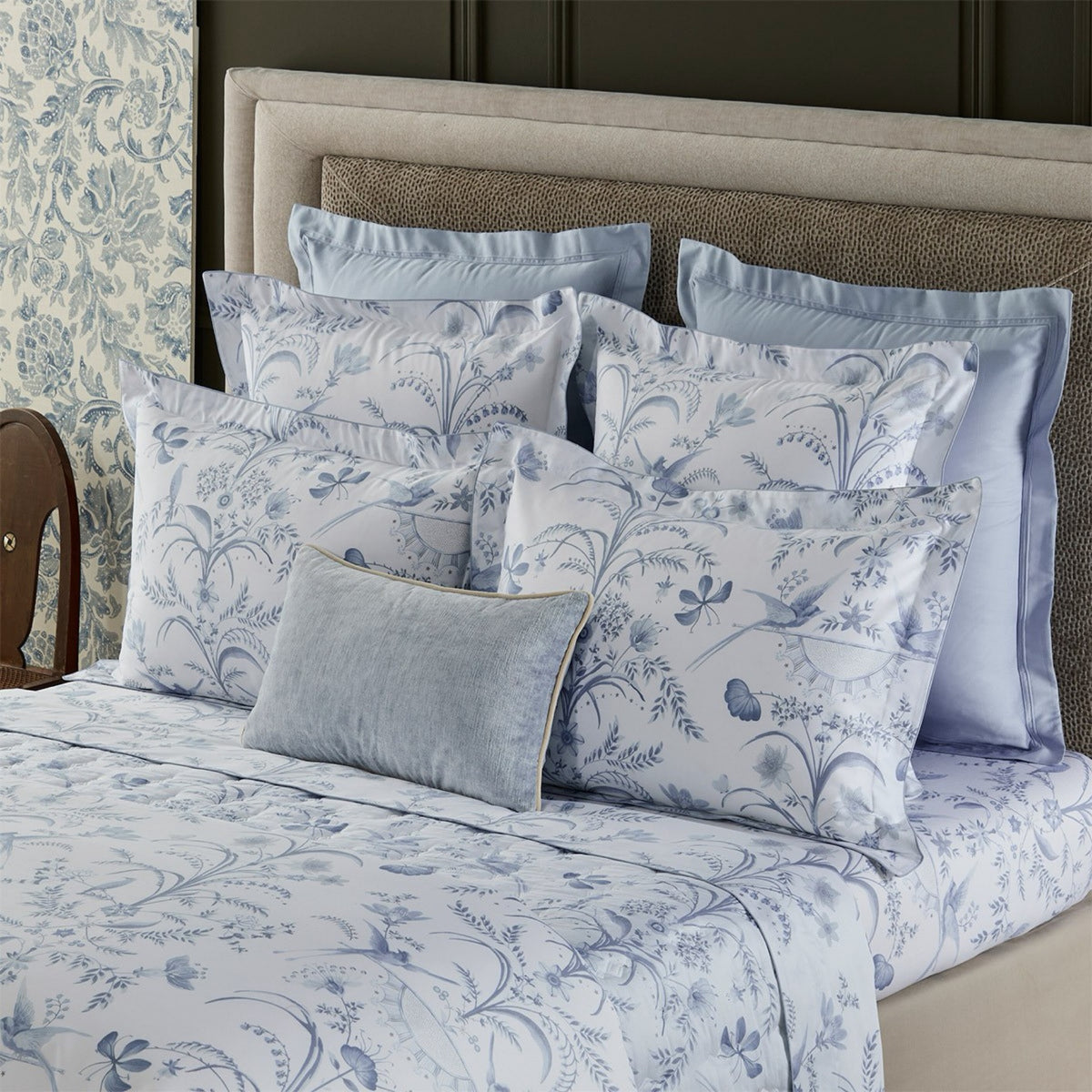 Corner View of Bed in Yves Delorme Herbier Bedding Collection