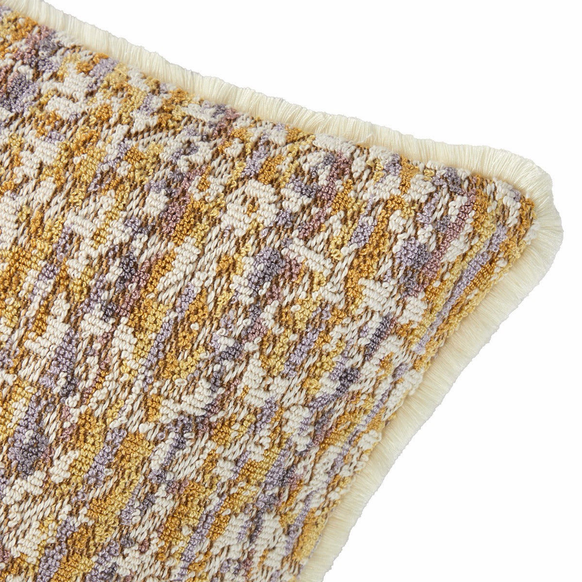Corner Detail of Yves Delorme Illusion decorative pillows in Orge