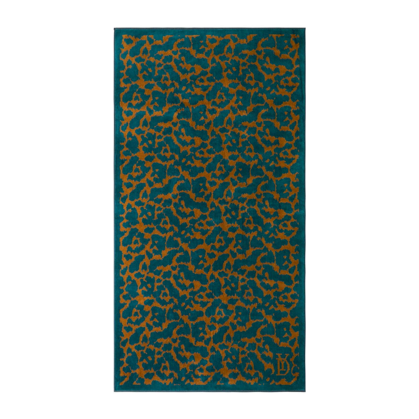 Front View of Yves Delorme Jaguar Beach Towel in Fauve Color