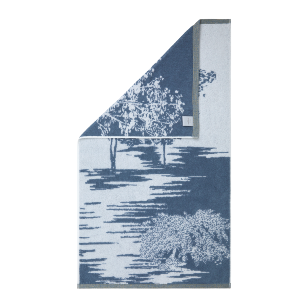 Yves Delorme Lande Bath Towel with corner fold to reveal reverse design