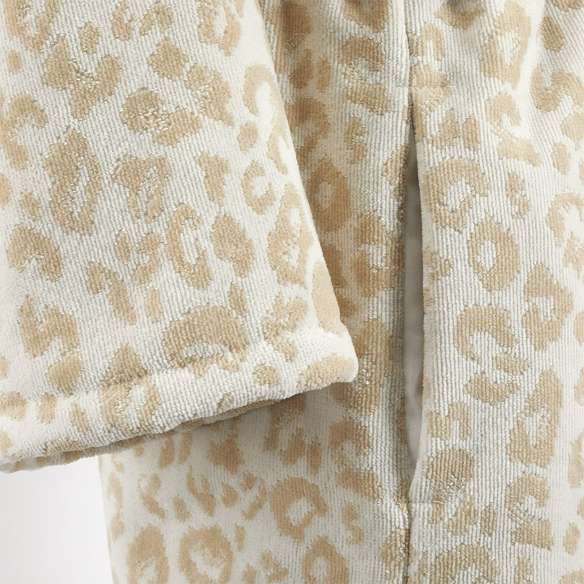 Closeup of Yves Delorme Leopard Bath Robe