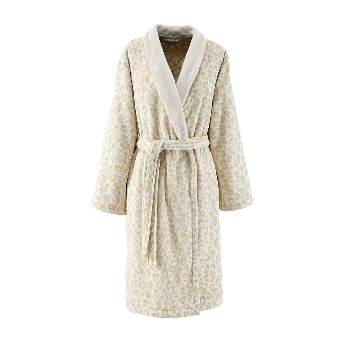 Front of Yves Delorme Leopard Bath Robe