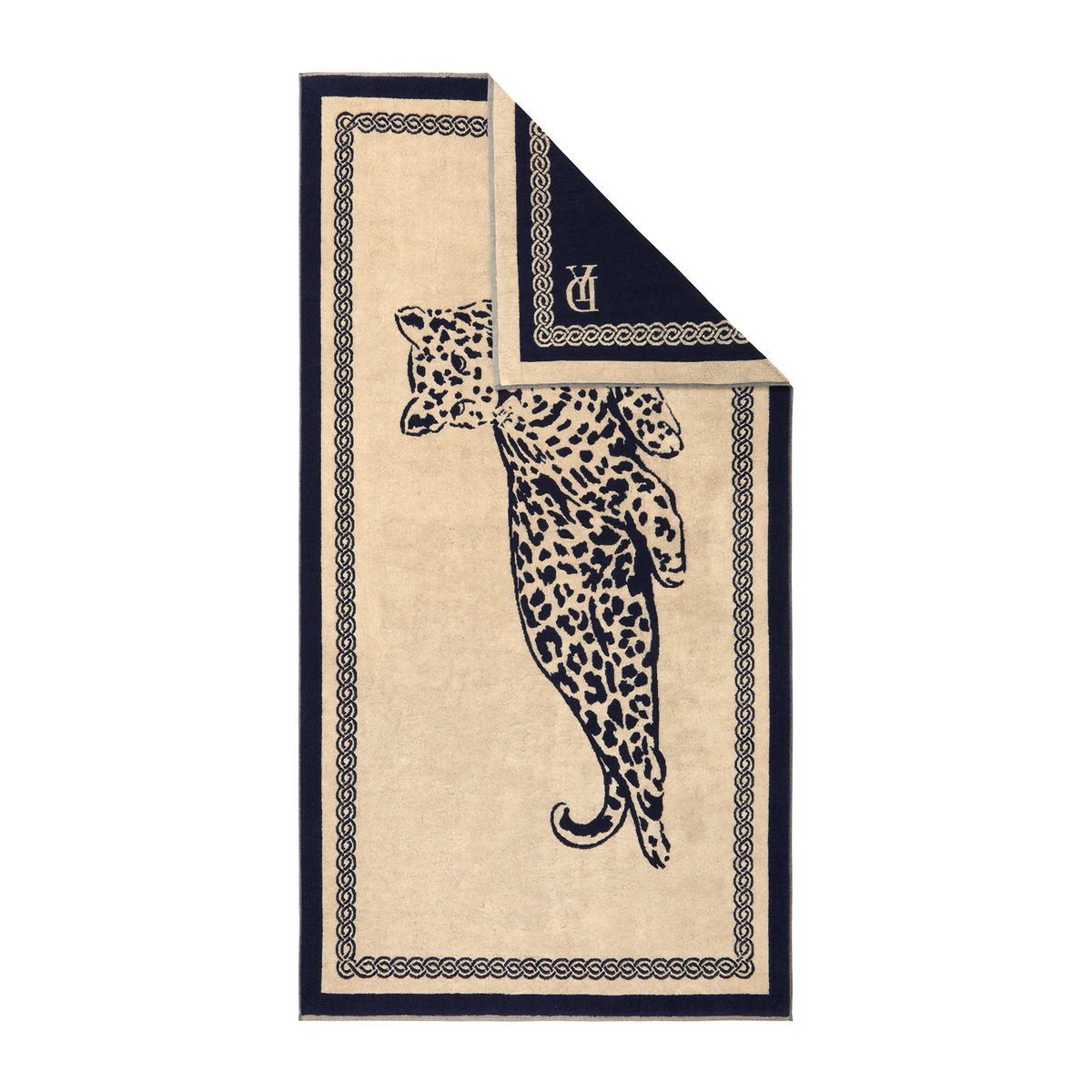Folded Yves Delorme Leopard Beach Towel