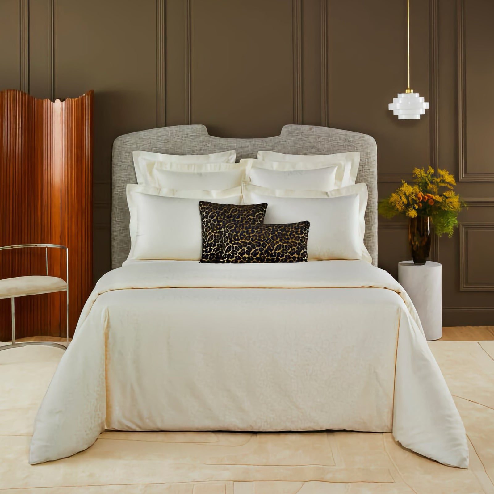 Bed in Yves Delorme Leopard Bedding