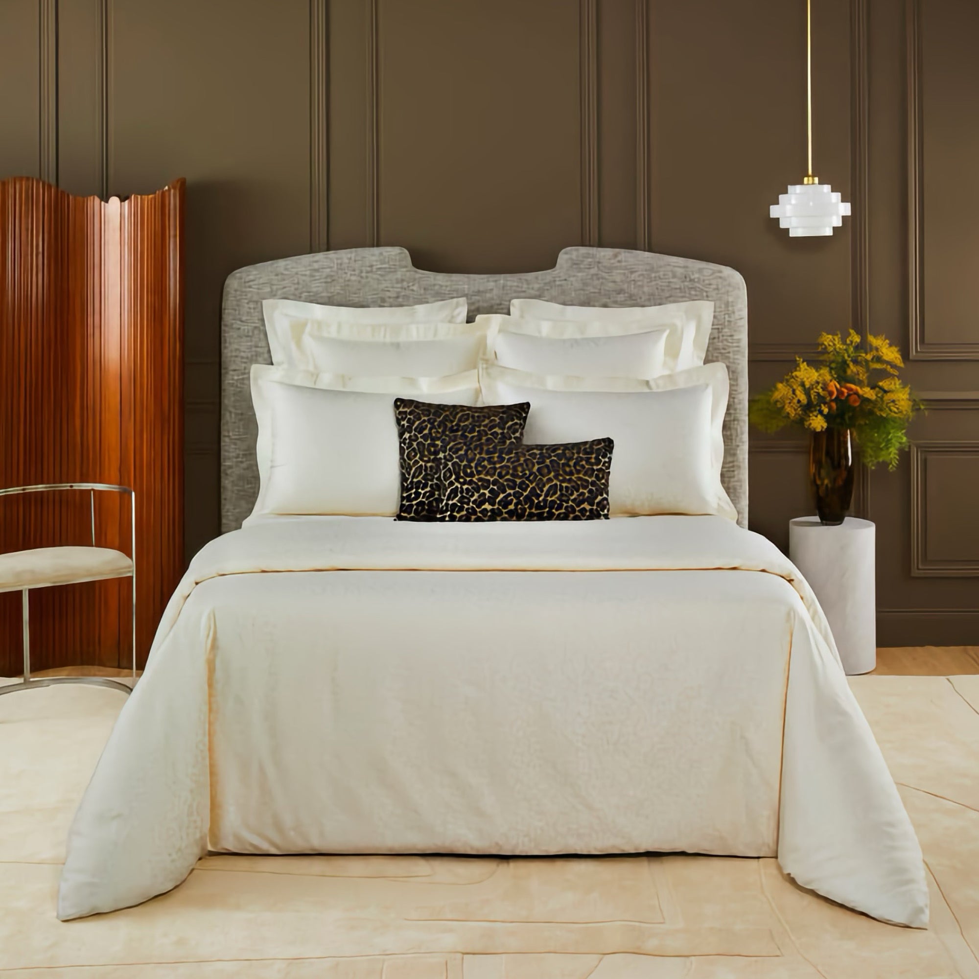 Bed in Yves Delorme Leopard Bedding