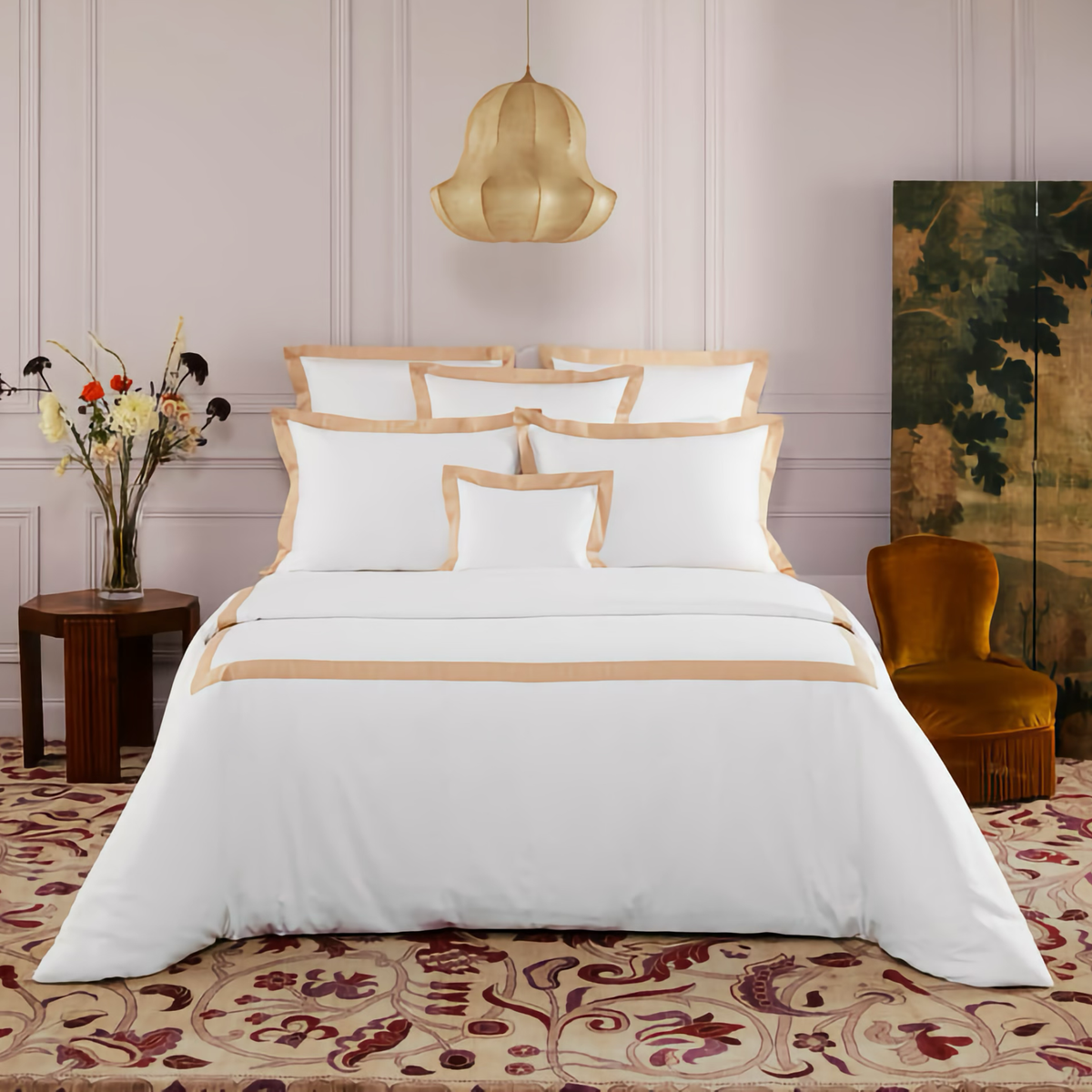 Bed in Complete Yves Delorme Linea Bedding in Dune