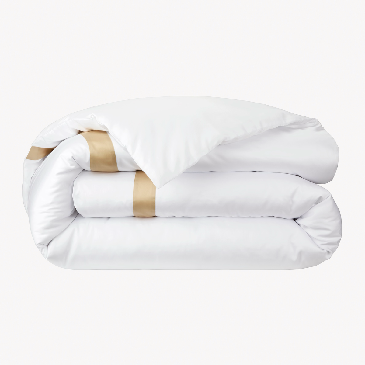 Folded Duvet Cover of Yves Delorme Linea Bedding in Dune