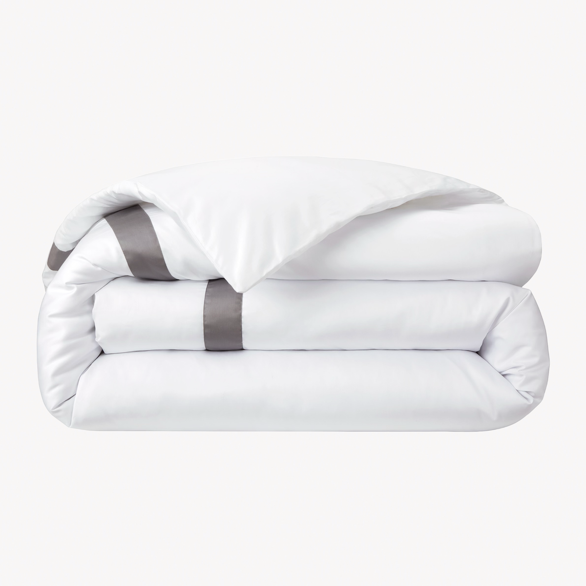 Folded Duvet Cover of Yves Delorme Linea Bedding in Platine