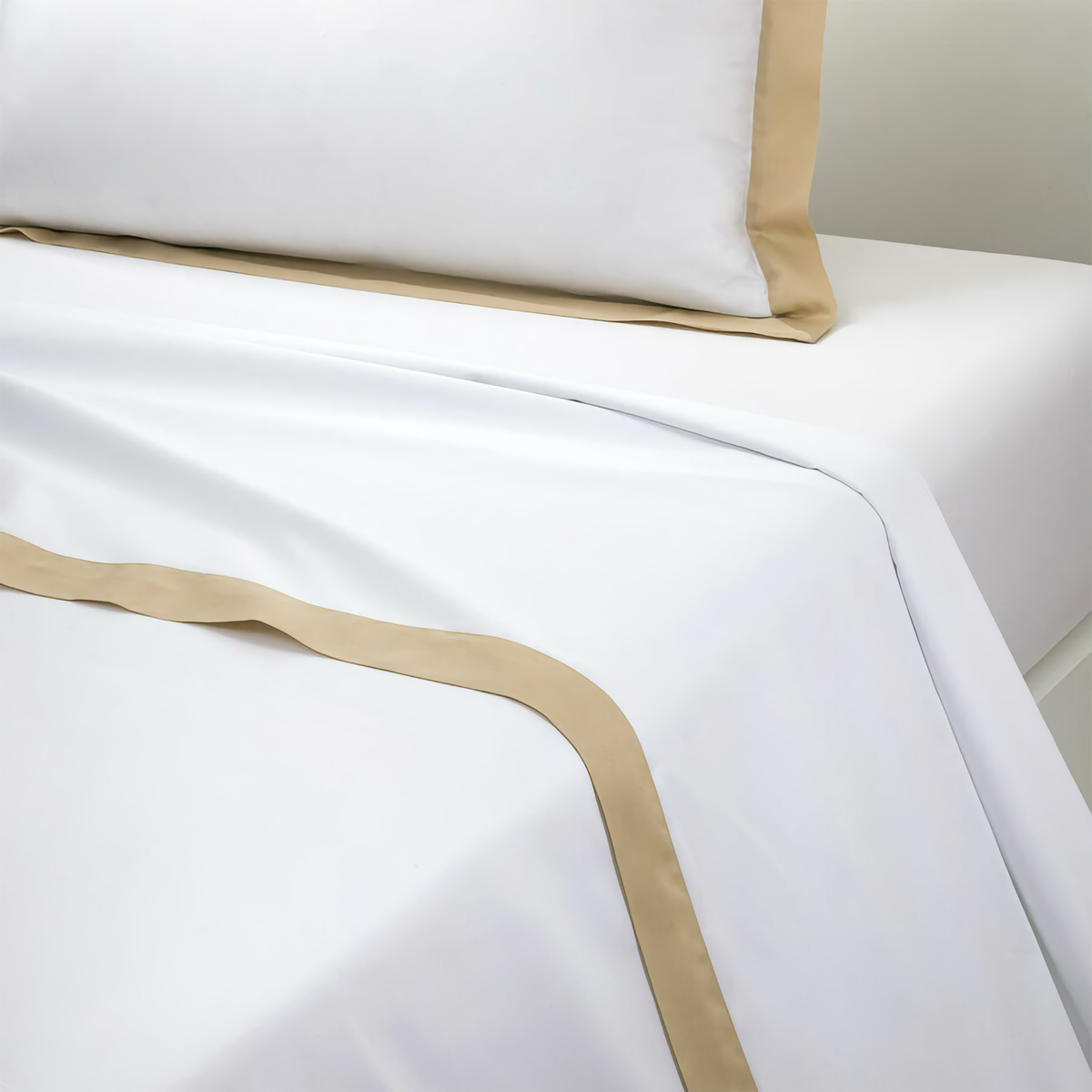 Flat Sheet of Yves Delorme Linea Bedding in Dune