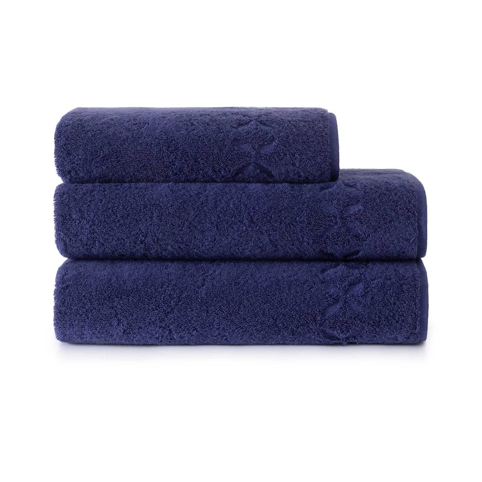Folded Yves Delorme Nature Bath Towels in Encre color
