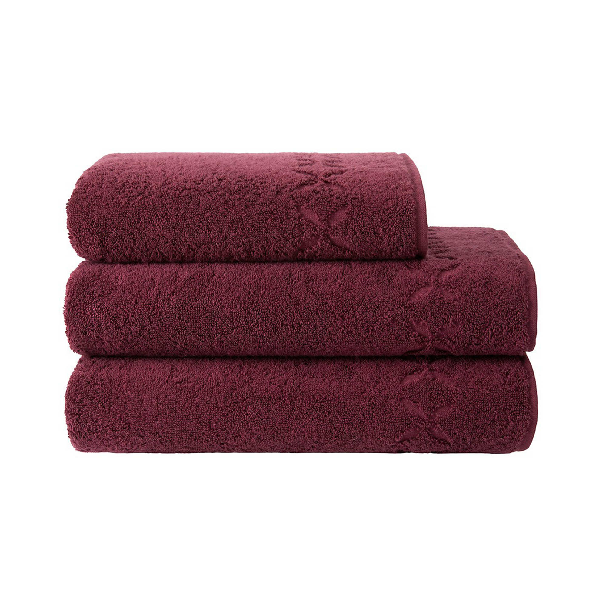 Folded Silo of Yves Delorme Nature Bath Towels in Prune Color